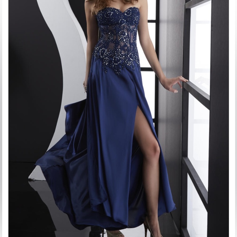 Jasz Couture Turquoise Blue Satin Corset Y2K Mesh Floral Dress 6